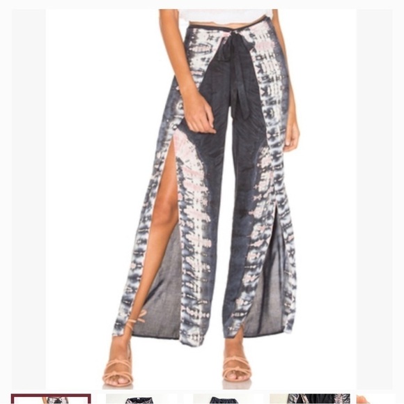 NWT Young Fabulous & Broke YFB Split Tie Wide Leg Pants Coral - Picture 10 of 10